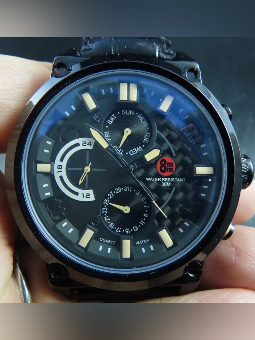 🚘 8MM CARBON FIBER DIAL WATCH! Multi-Function Quartz *FREE SHIPPING!*